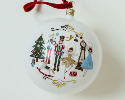 Personalized baby first Christmas Nutcracker Scene Glass Ornament