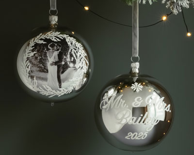 Personalized photo glass ornament Engagement